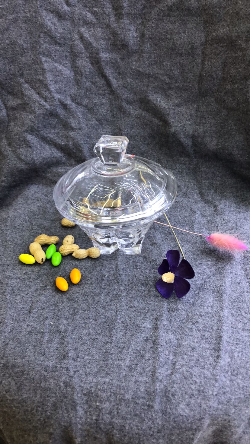 水晶糖果盅 玻璃甜点盒干果罐点心水果盘果斗储物罐