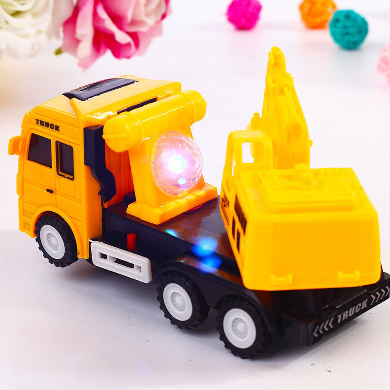 热卖创意电动万向工程车音乐发光儿童玩具挖掘机地摊货源批发细节图