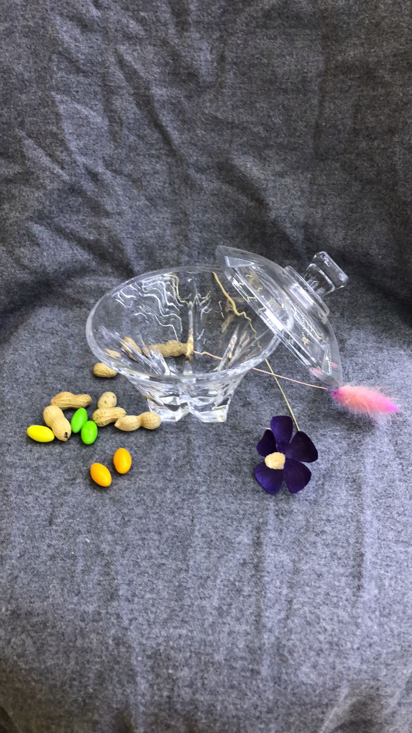 水晶糖果盅 玻璃甜点盒干果罐点心水果盘果斗储物罐产品图