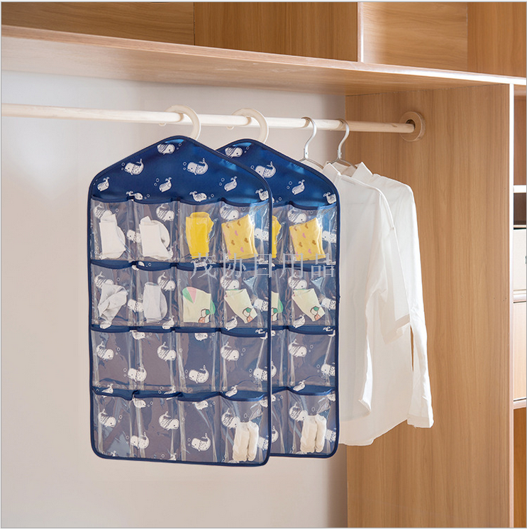 Hanging wardrobe 16 lattice transparent hanging bag 200D Oxford cloth storage bag