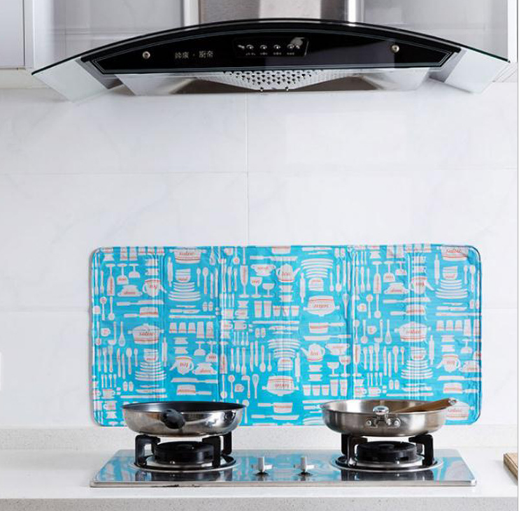 Large kitchen printed oil-proof plate, gas stove, creative oil-proof aluminum foil baffle, heat insulation and splash-proof for stir-frying, 84*39 details Picture
