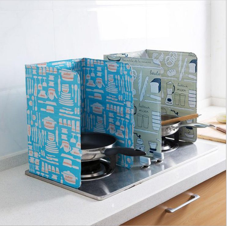 Large kitchen printed oil-proof plate, gas stove, creative oil-proof aluminum foil baffle, heat insulation and splash-proof for stir-frying, 84*39