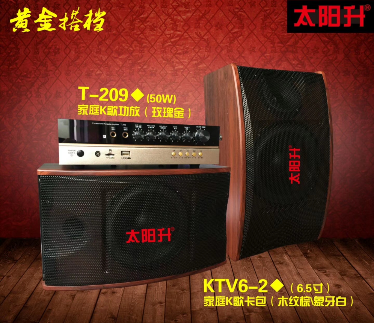 太阳升 KTV6-2卡包 卡拉OK音响配420功放套装