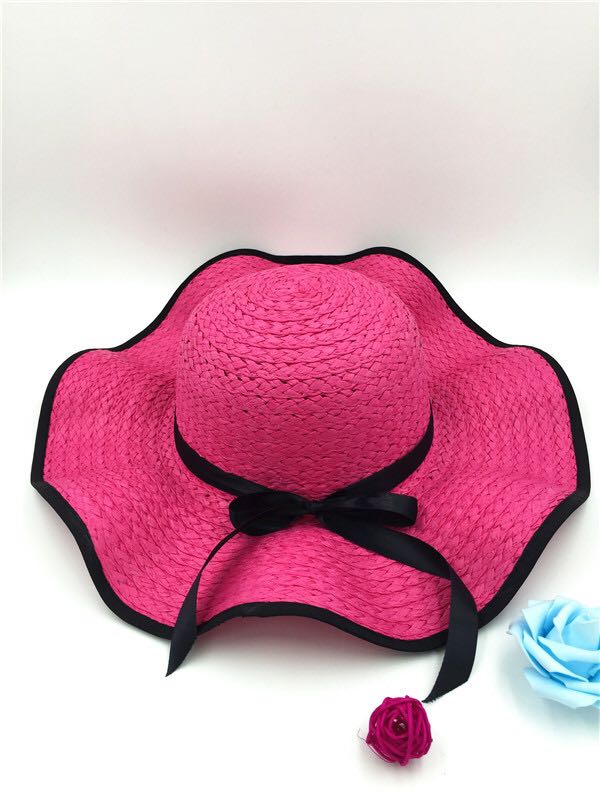 海边大檐帽遮阳帽防嗮太阳帽黑色大沿草帽沙滩帽子女士夏季韩版潮细节图