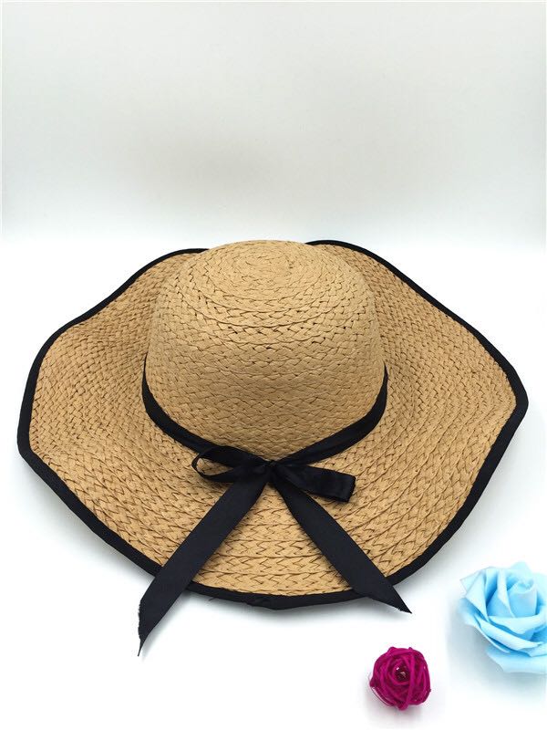 海边大檐帽遮阳帽防嗮太阳帽黑色大沿草帽沙滩帽子女士夏季韩版潮产品图