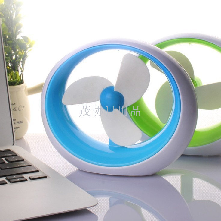 夏季热卖新奇特创意圆形迷你小风扇/USB电池两用风扇 圆点产品图