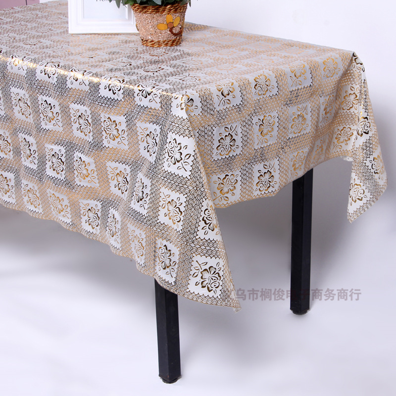 Fashionable PVC gold-embossed printed tablecloth, lace gold-embossed tablecloth, square tablecloth and tablecloth factory direct sales details Picture