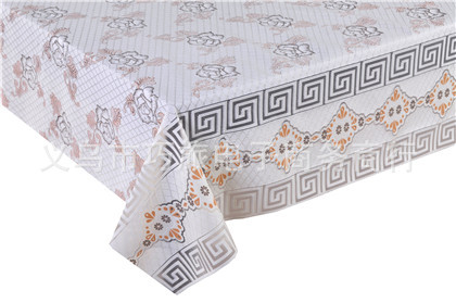 PVC印花台布新款 发泡蕾丝台布专业定制防寒方形桌布台布 厂家直细节图