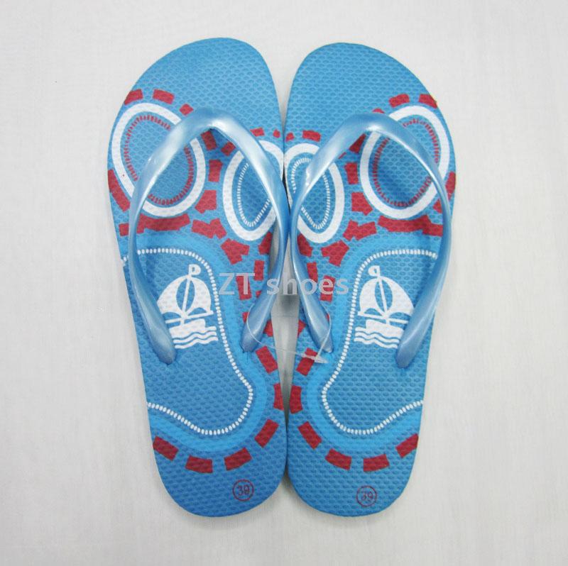 The manufacturer customizes blue creative pattern women's flat beach herringbone slippers