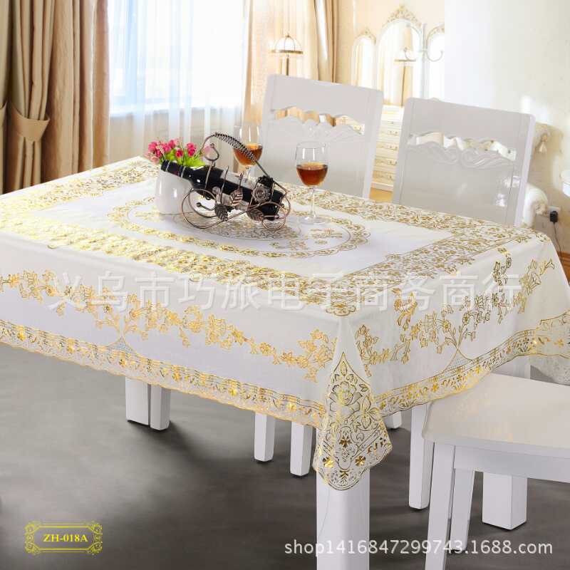 PVC printed tablecloth with gilding special edition square tablecloth and tablecloth 137*183CM factory direct sales details Picture