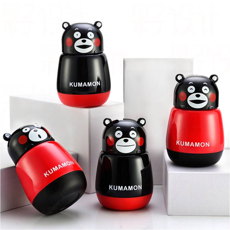 Little rust steel insulated cup, Bear cartoon portable water cup, female student water bottle, children's creative cup, mini and cute