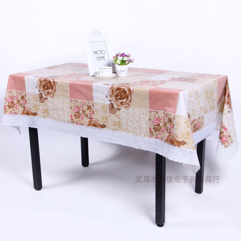 Professional custom-made PVC printed tablecloths, cold-proof square tablecloths, pressure lace edge tablecloths, factory direct sales details Picture