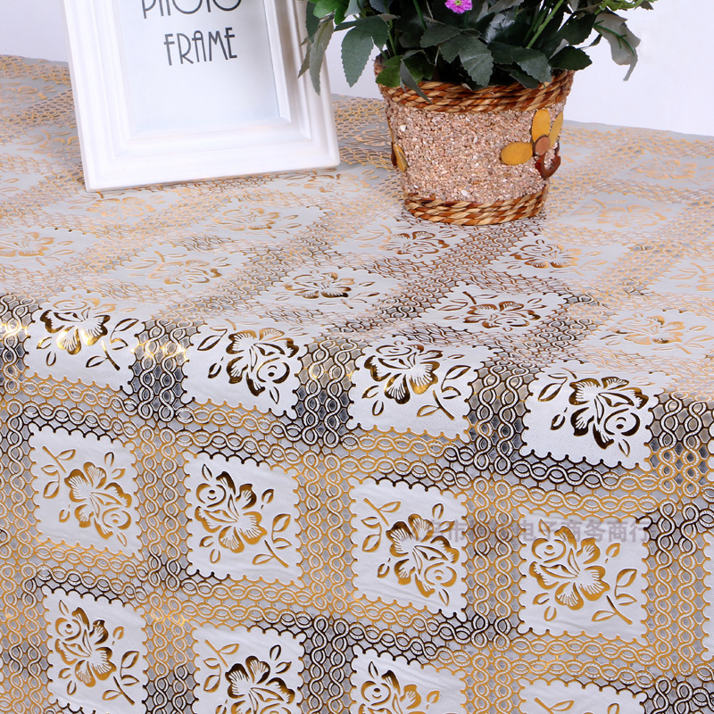 Fashionable PVC gold-embossed printed tablecloth, lace gold-embossed tablecloth, square tablecloth and tablecloth factory direct sales Specification image
