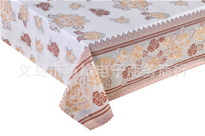 PVC印花台布新款 发泡蕾丝台布专业定制防寒方形桌布台布 厂家直图