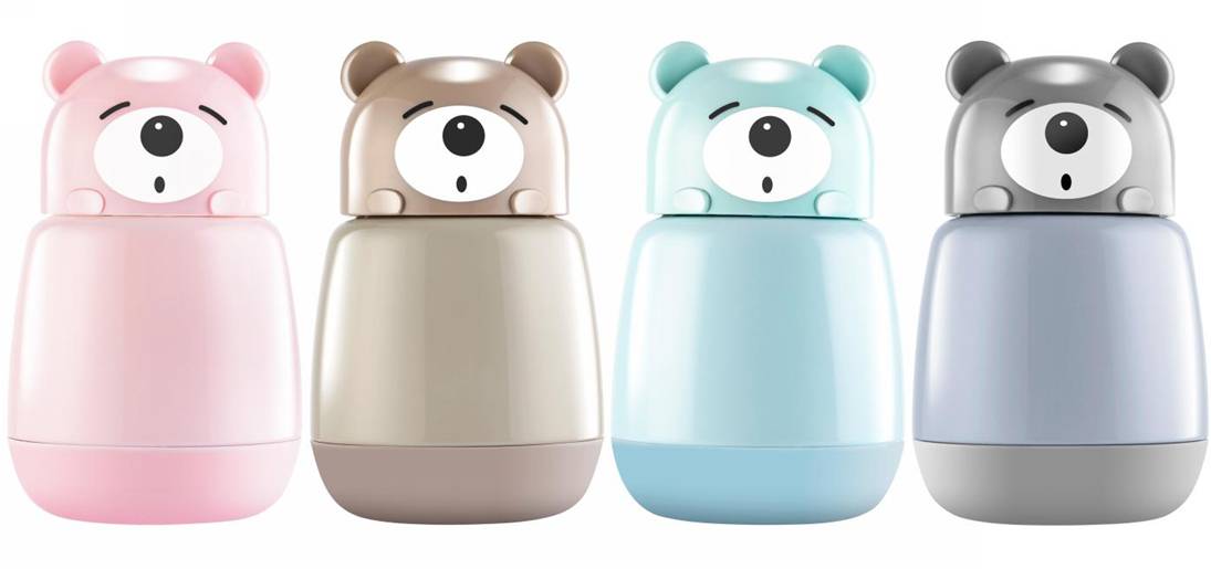 Little rust steel insulated cup, Bear cartoon portable water cup, female student water bottle, children's creative cup, mini and cute Specification image