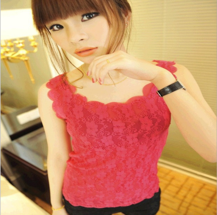 春夏装新款白色修身镂空蕾丝背心上衣小吊带衫女士蕾丝打底细节图