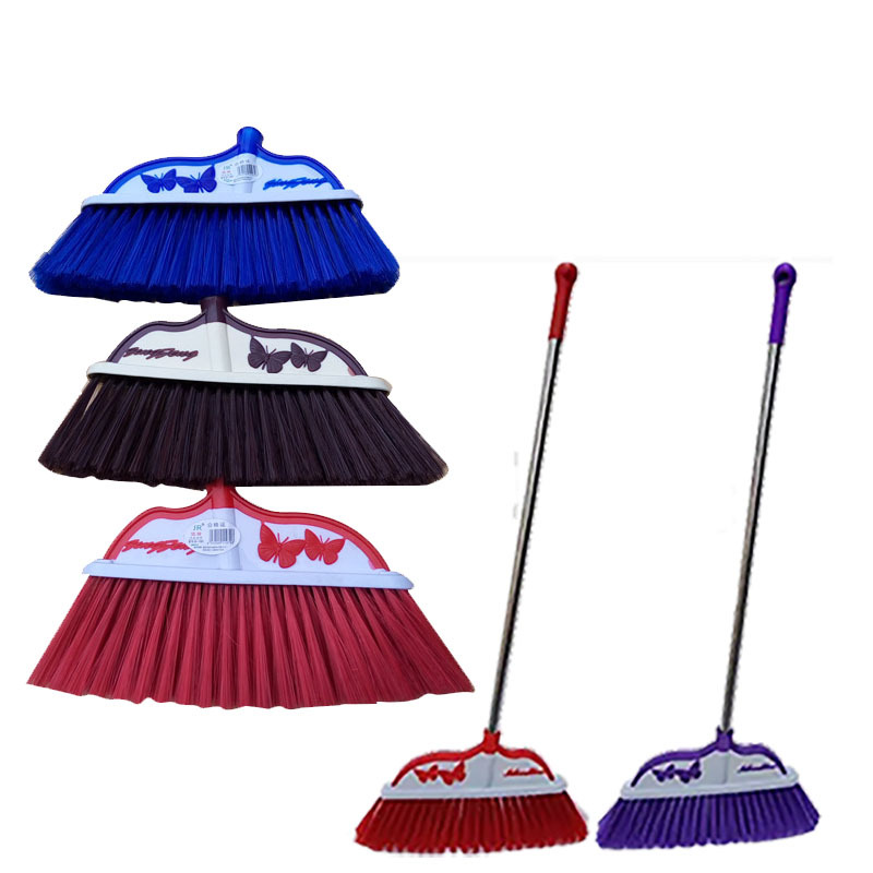 居家实用贴地边扫把簸箕组合不锈钢杆塑料清洁工具批发产品图