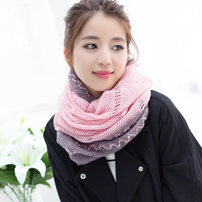韩版秋冬韩国女士围巾冬季加厚保暖粗毛线学生套头围脖