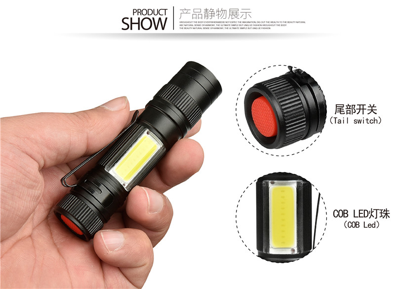 Nuevo XPE+COB con clip de pluma linterna portátil LED mini linterna portátil de larga distancia iluminación exterior details Picture