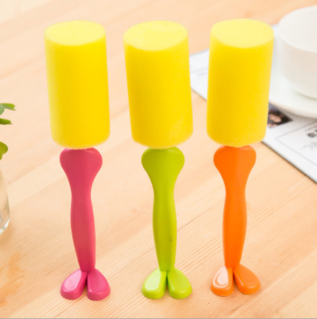 Creative home sponge brush, long-handled powerful cleaning cup brush, cartoon cup washing brush, cleaning cup brush details Picture