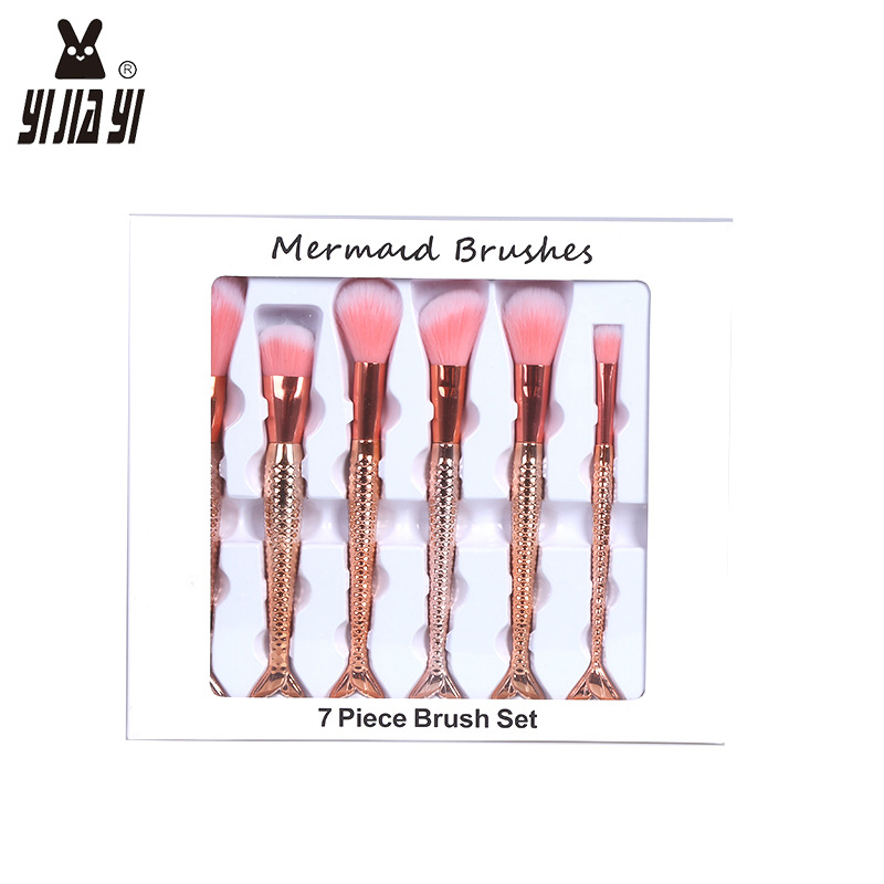 The new 7 mermaid makeup brush makeup tools brush nylon hair long rod makeup set manufacturers direct thumbnail