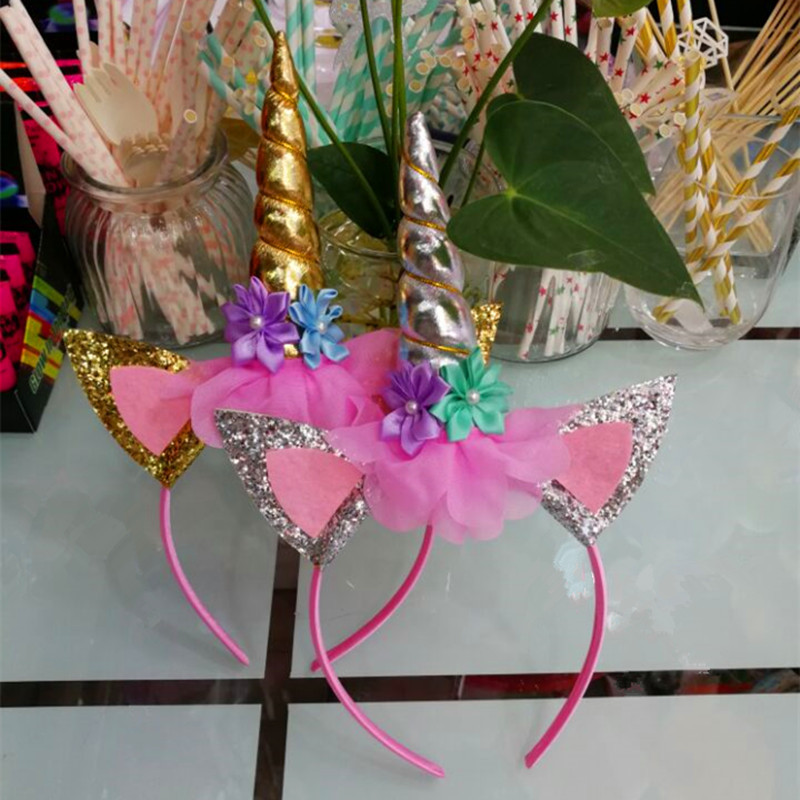 独角兽发箍万圣节儿童头箍生日节日派对宝宝发饰头饰独角兽派对