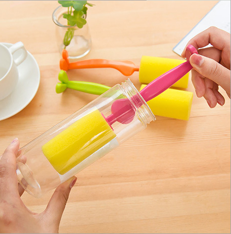 Creative home sponge brush, long-handled powerful cleaning cup brush, cartoon cup washing brush, cleaning cup brush Specification image