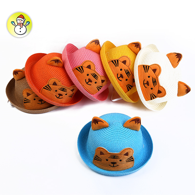 Hot style creative cartoon children's straw hat traveling beach sun hat Korean hat gifts customized wholesale thumbnail