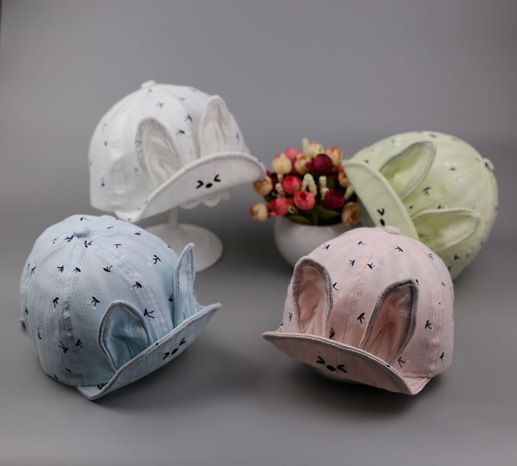 Yiwu Selection spring and summer baby rabbit baby cap pure cotton soft brim baby baseball cap baby cap