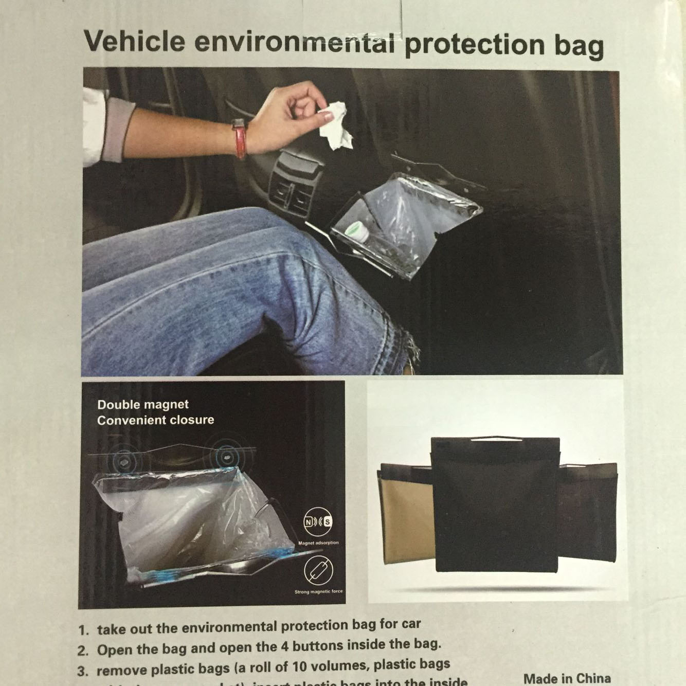 New car garbage cleaning and storage bag, car folding storage hanging bag, multi-functional car garbage storage bag Specification image