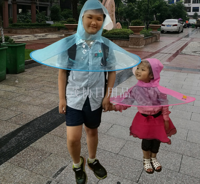 Factory direct sales of creative children's raincoats, eco-friendly student headwear umbrellas, caps and raincoats