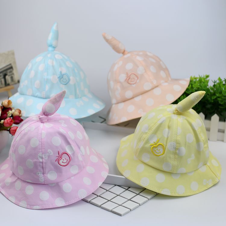 Spring 2018 men's and women's Baby cotton basin cap dot pointy Fisherman cap children's sun hat