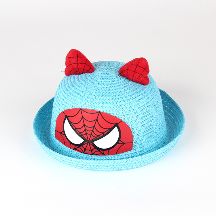 Yiwu Selection summer new children's straw hats 1-3 years old girls sunscreen hats trendy boy baby spiderman straw hats