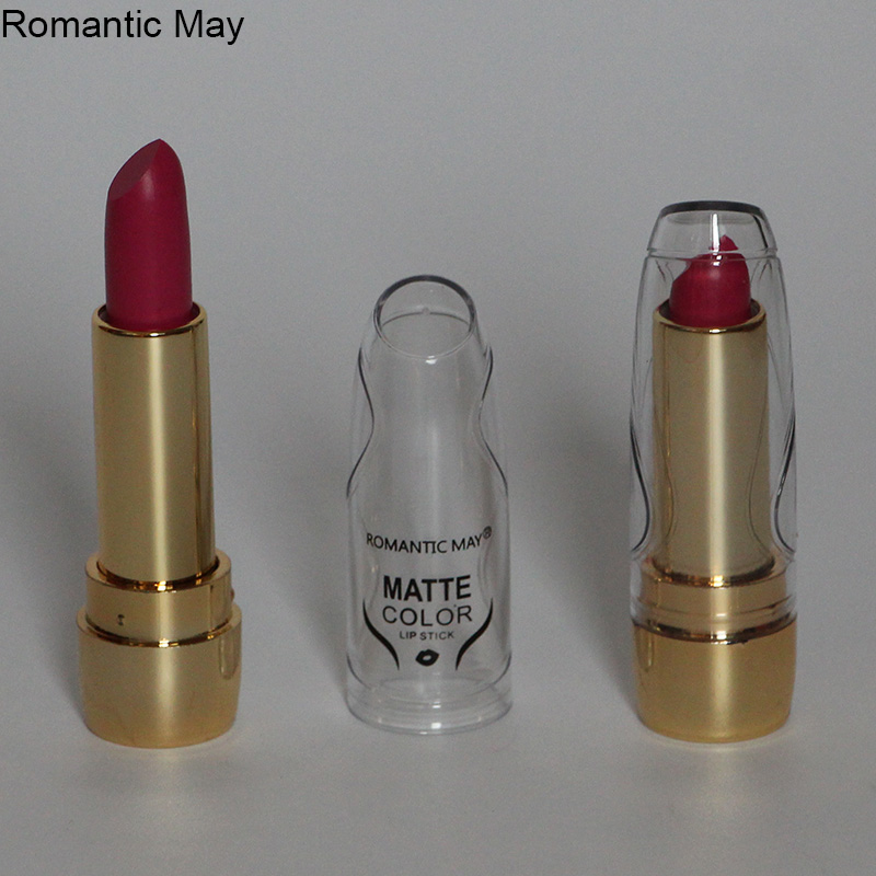 Romantic May外贸爆款彩妆口红南瓜色吃土色砖红色亚光雾面唇膏产品图