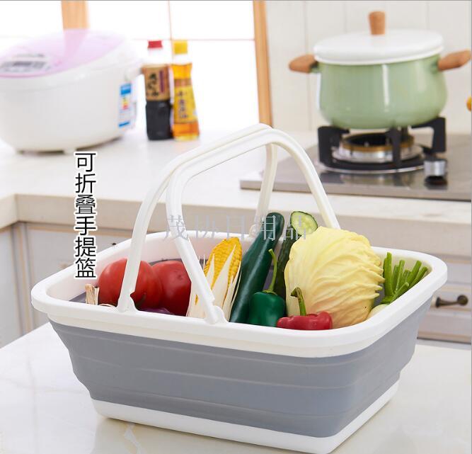 Multifunctional plastic folding hand basket can be used for storing clothes and snacks in the bathroom