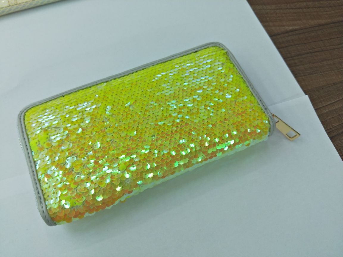 镭射亮片绣珠片绣拉链钱包长款女士手拿包钱包细节图