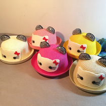 9 hats Cute animal Sunshade straw hat cartoon children HELL KITTY panda insect small top hat