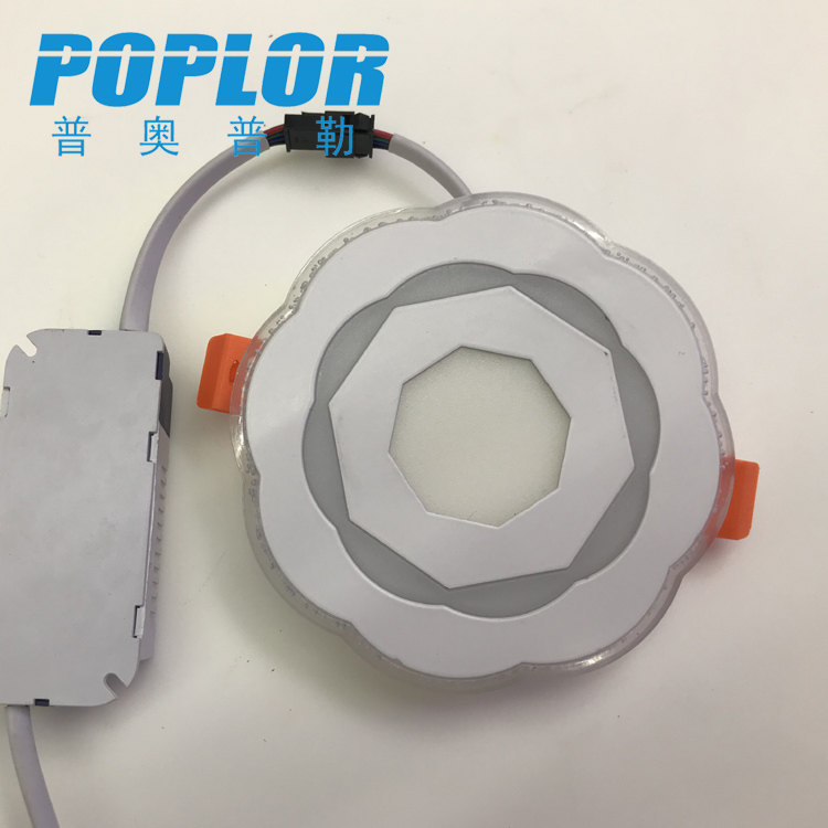 LED plastic panel light 3+3+3W plum shape three-color panel light IC constant current