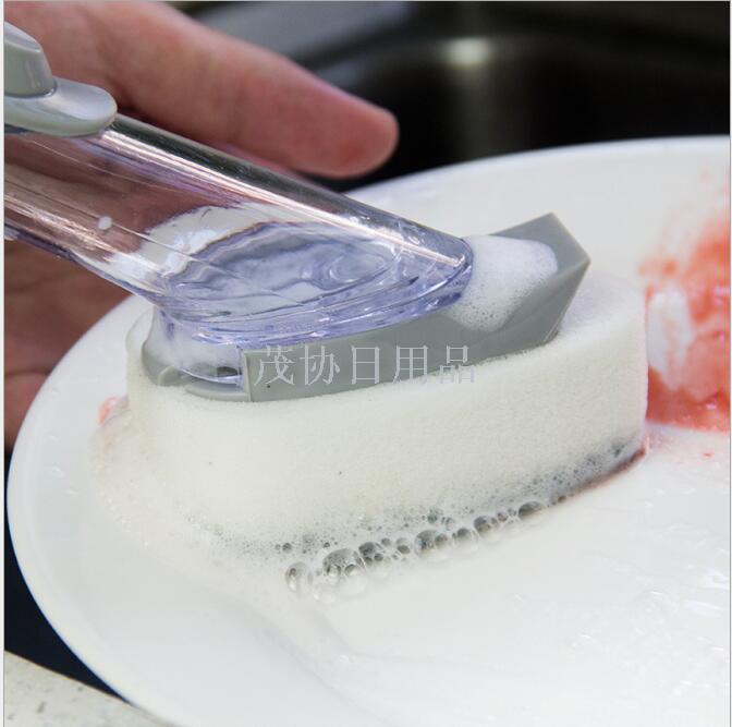 Wash pan with long handle brush wash pan non-stick oil kitchen with brush wash dishes with liquid sponge cleaning brush