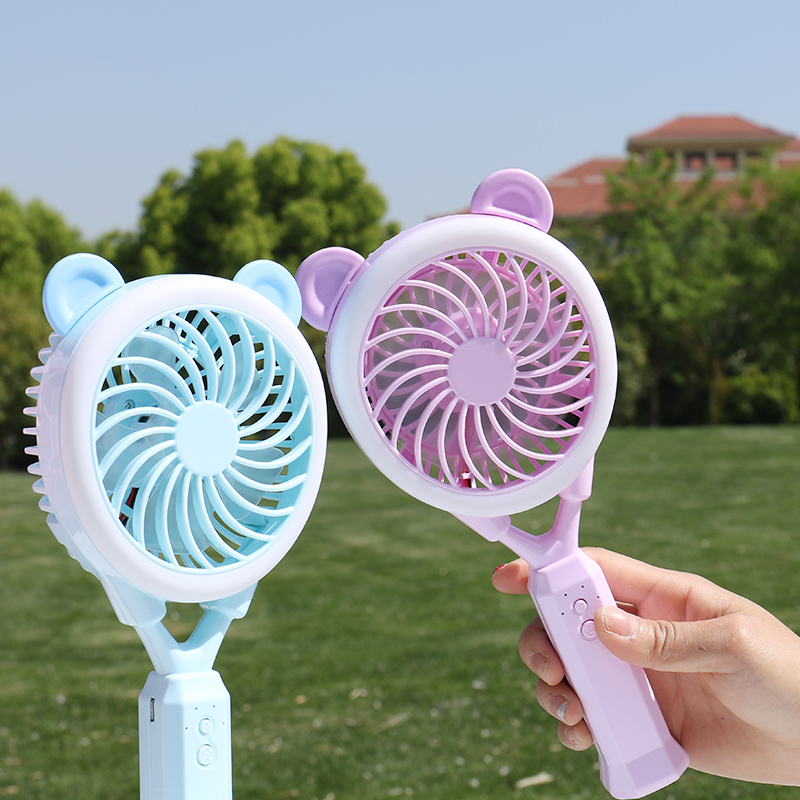 凌盼新奇电扇迷你风扇带灯 小风扇小清新创意手持风扇细节图