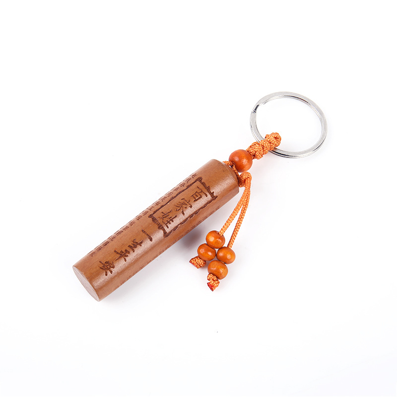 Wholesale Mahogany Carved Key Chain Gift Accessories Beautiful Wood Creative Car Pendant Key Ring Crafts details Picture