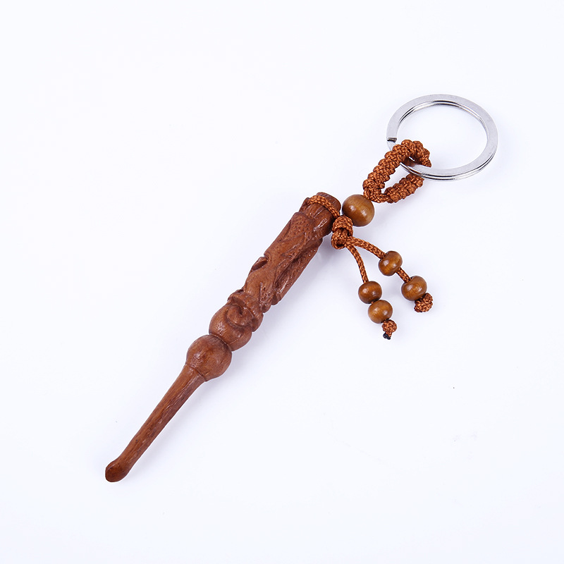 Wholesale Mahogany Carved Key Chain Gift Accessories Beautiful Wood Creative Car Pendant Key Ring Crafts Specification drawing