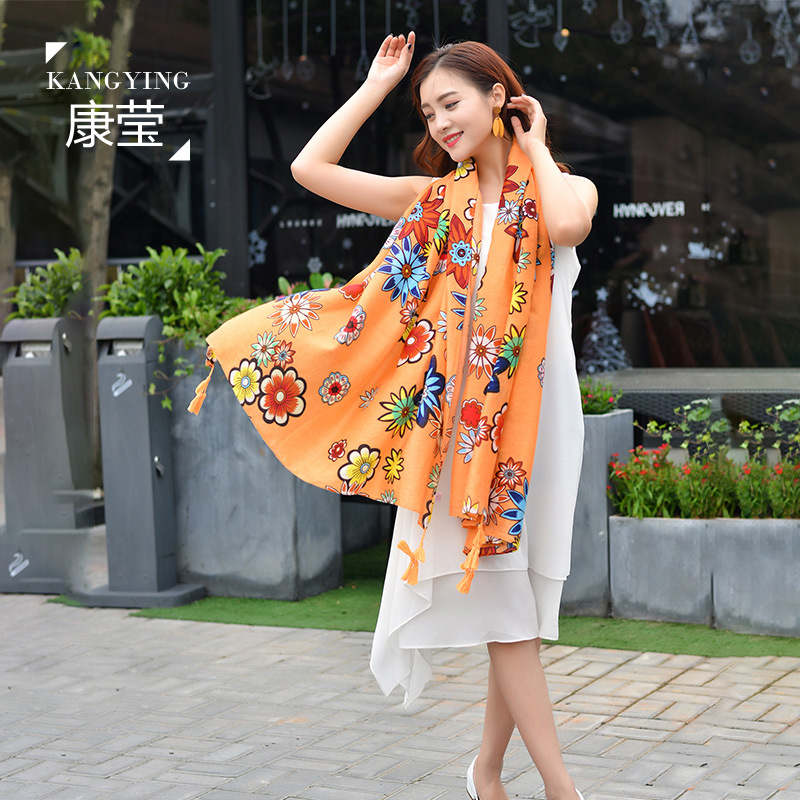 Spring And Summer New Super Beautiful Tassel Scarf Ladies Long All-Match Travel Sun Protection National Wind Super Cape Beach Towel