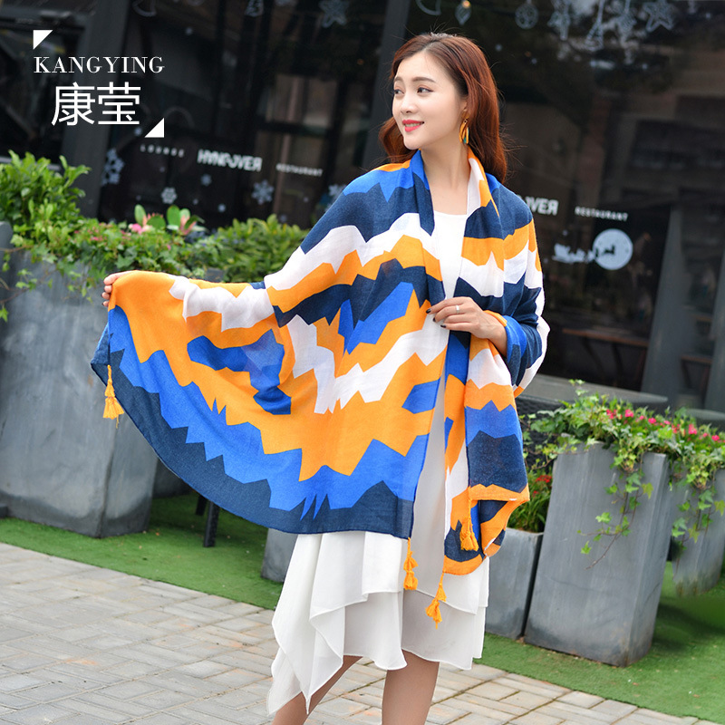 Spring And Summer New Super Beautiful Tassel Scarf Ladies Long All-Match Travel Sun Protection National Wind Super Cape Beach Towel Application Scenario
