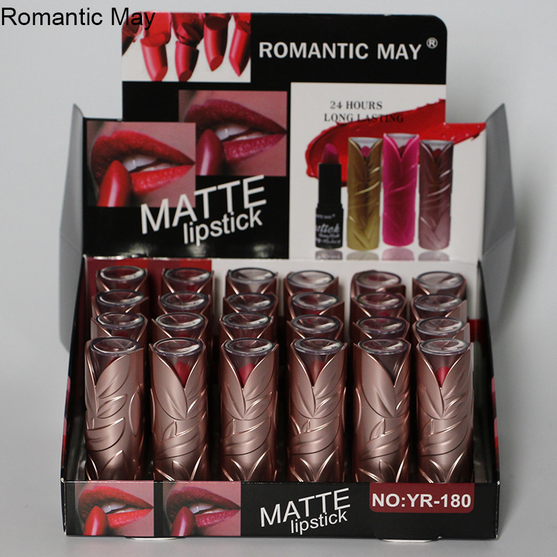 Romantic May现货新款玫瑰金哑光丝绒唇膏 matte豆沙色口红