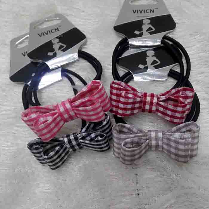 VIVICN fabric checkered bow rubber band details Picture