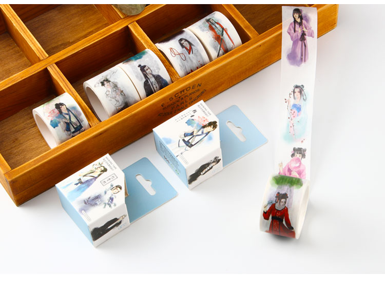 奕达文化 江湖古风人物和纸胶带 手帐故宫泼墨画手账贴纸整卷盒装产品图