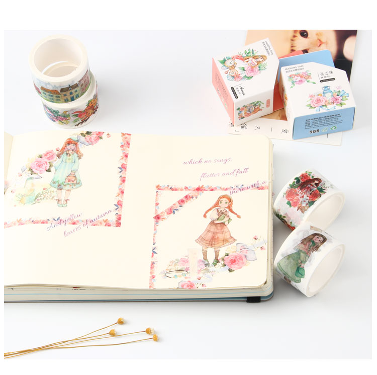 奕达文化 阿尔萨斯少女和纸胶带 手帐人物小清新美食旅行贴纸盒装