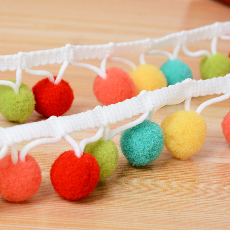 新款弹力花边毛球彩色1.8diy服装辅料家居窗帘配件高弹丝毛毛球