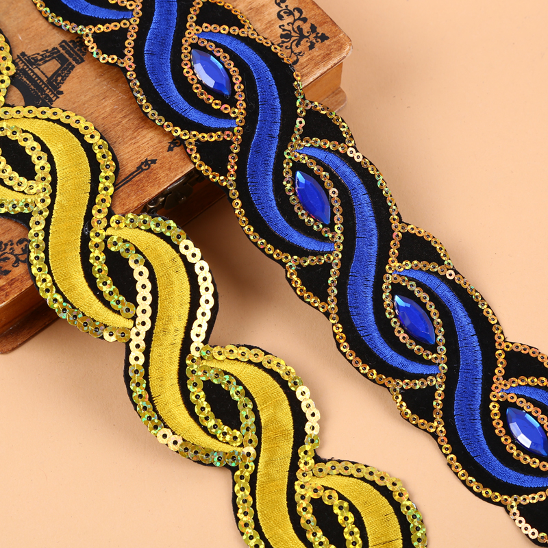 4.5 cm wide sequined decorative wavy clothing and accessory lace DIY material